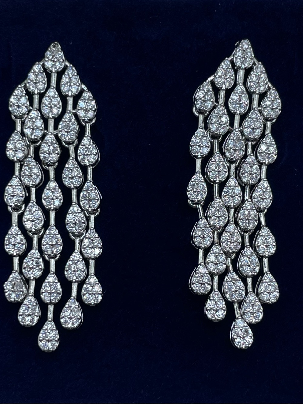 Swarovski Crystal Elements White Crystal Art Deco Waterfall Dangle Earrings